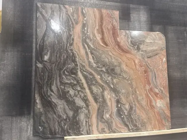 Arabescato Orobico Rose Granite remnant, 68" x 48"