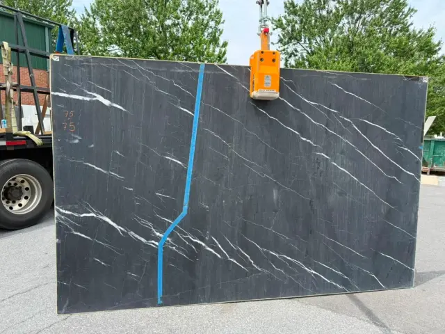 Noir Blanc Quartzite remnant, 75" x 75"