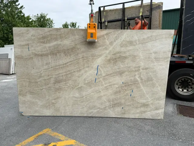 Taj Mahal Quartzite remnant, 125" x 79"