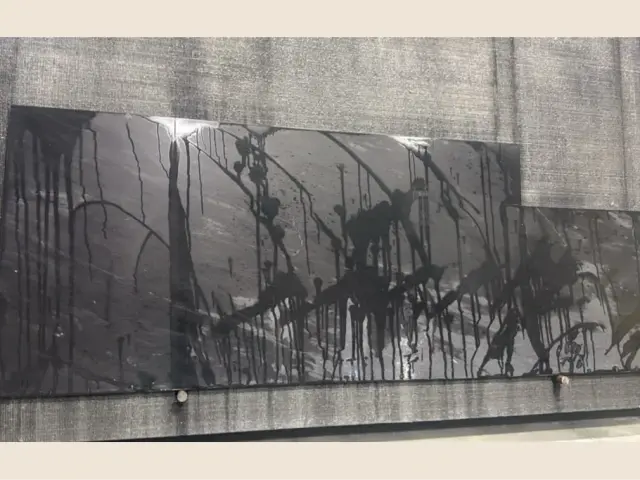 Marine Black Honed Granite remnant, 85" x 40"