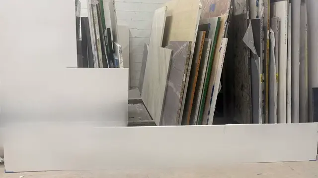 Stellar White Quartz remnant, 127" x 64"