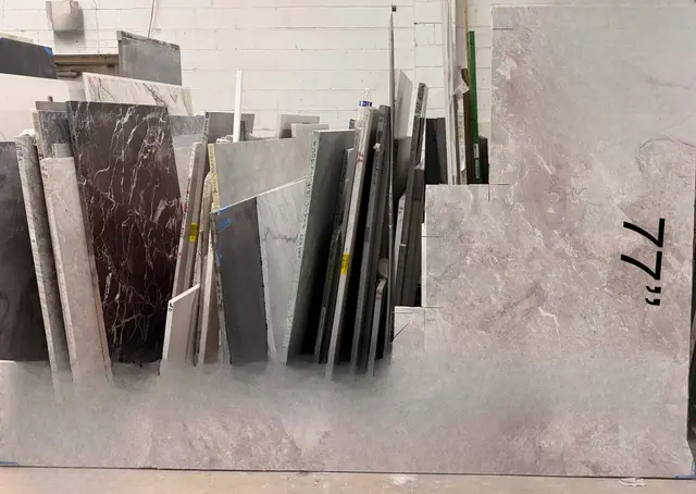 Paradise Grey Marble remnant, 120" x 13"