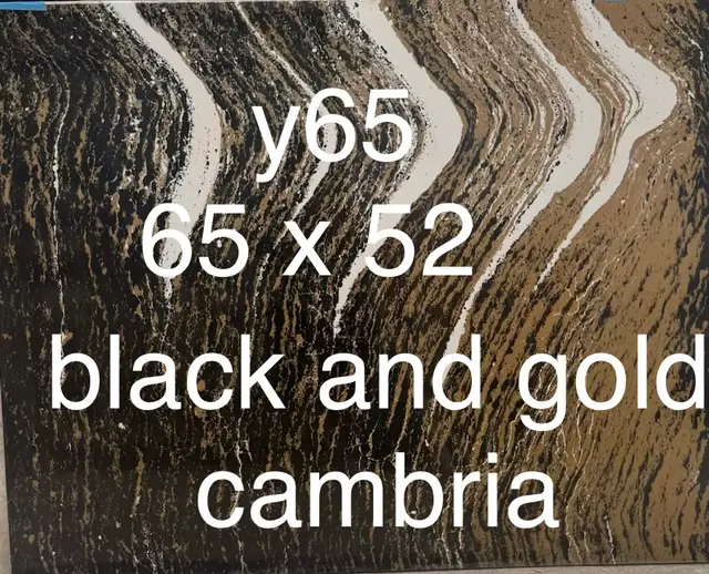 BLACK AND GOLD CAMBRIA Quartz remnant, 65" x 52"