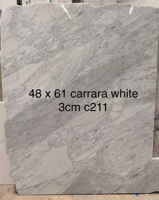 White Carrera Marble remnant, 61" x 48"