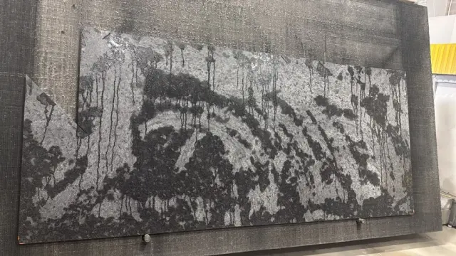 Steel Grey Leather Quartz remnant, 108" x 50"