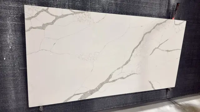 Blue Planet Calacatta Supremo Quartz remnant, 78" x 38"