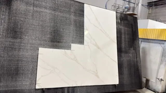 MSI Calacatta Rivessa Quartz remnant, 79" x 35" + 39" x 27"