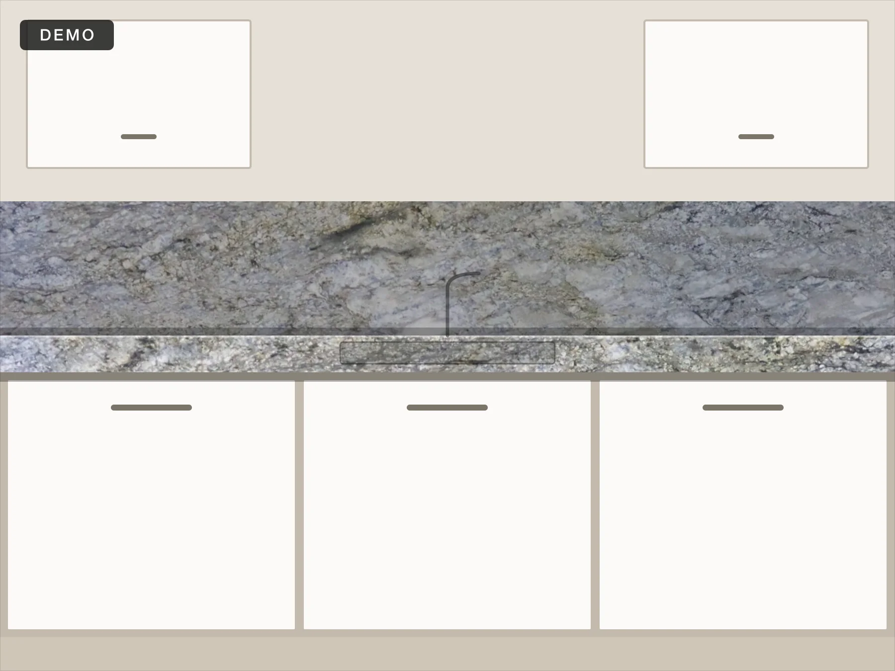 Demo project. Perimeter run in Blue Dunes with a full-height backsplash.