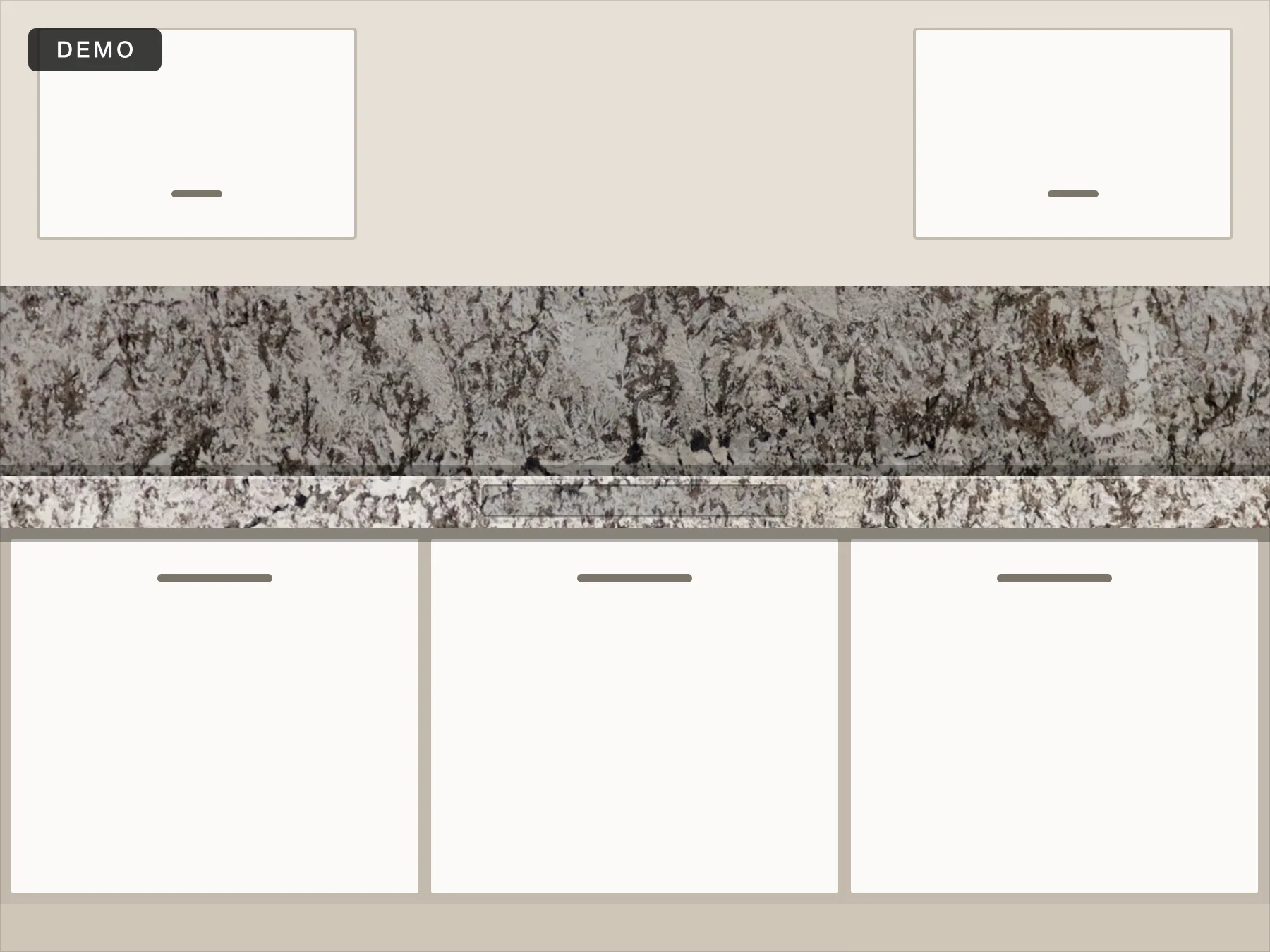 Demo project. Perimeter run in Bianco Antico with a full-height backsplash.