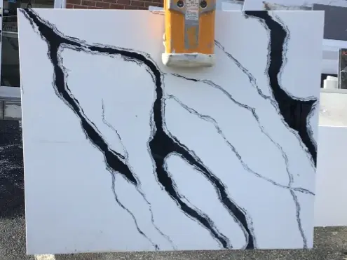 Vivara Quartz Calacatta Panda Quartz remnant, 48" x 39"