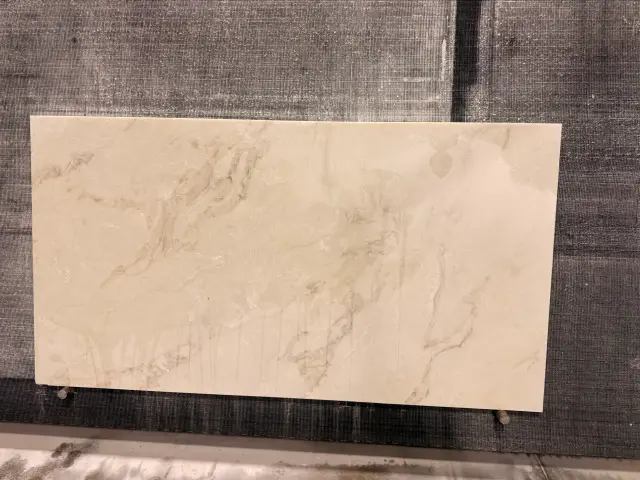 - Calacatta Aravine Quartz remnant, 81" x 43"